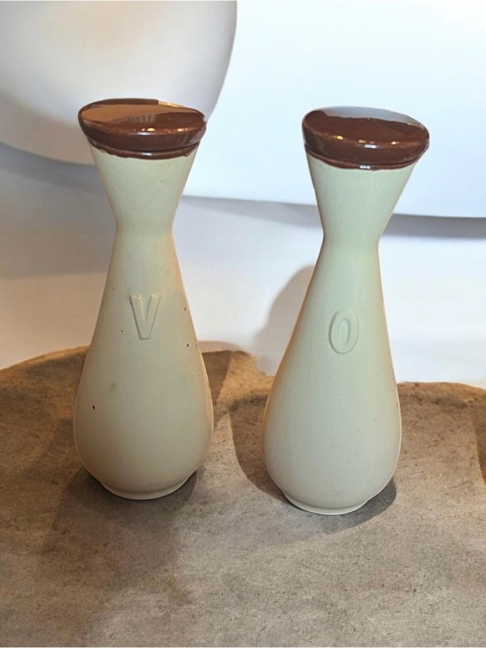 Vintage Watt Pottery #126 Vinegar and Oil Cruets & Lids